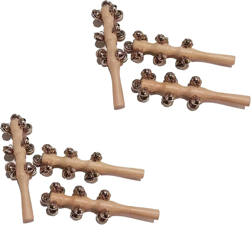 mocrcrel 13 Bell Instruments Hand Bell Sleigh Bells Jingler Bell Stick,Christmas Hand Jingle Bells Wooden Hand Sleigh Bells(6 pcs) - Image 1